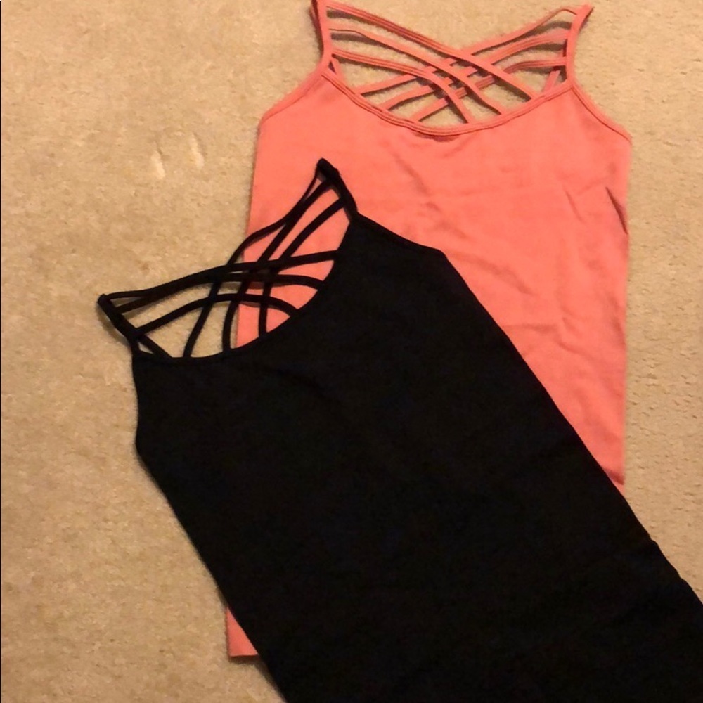 Cage Front Camis Set 2 Black & Dusty Rose